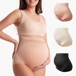 Momcozy high-waisted pregnancy seamless soft belly support panties (3 pack)